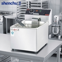 Friteuse électrique professionnelle Shenchu ZL-10L 10L à réservoir unique, contrôle de température par bouton, équipement de friture en acier inoxydable