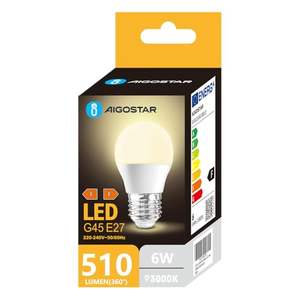 Ampoule LED G45 E27 6W 3000K, économie d'énergie, lumière chaude, luminosité, idéale pour l'éclairage général et la décoration. - Product Image 1