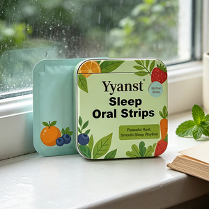 Tiras Orales Disolubles para Dormir, para un Descanso Reparador, con Lindo Estampado de Frutas, en Lata Metálica Verde Claro, 30 Sobres, Venta al Por Mayor OEM - Product Image 6