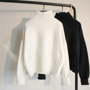 Maglione a Collo Alto Autunno Inverno 2021 per <span class=keywords><strong>Donna</strong></span>, Alta Qualità, Taglia Unica, Maglioni Lavorati a Maglia, Morbido Maglione Bianco - Product Image 6