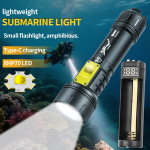 ไฟฉายดำน้ำ 21700 LED จอแสดงผลดิจิตอล ชาร์จแบบ Type C ไฟใต้น้ำสำหรับเรือดำน้ำ - Product Image 1