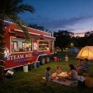Mobile Food Cart with Wheels Easy Moving Street Vending <b>Trailer</b> for Fast Food - Product Image 1