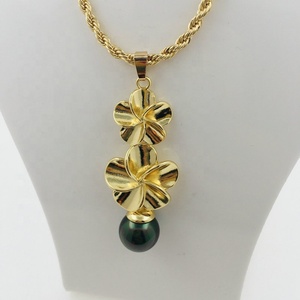 Ensemble de bijoux JX214 Plumeria, boucles d'oreilles et collier <span class=keywords><strong>avec</strong></span> perles de coquillages, différentes couleurs de perles disponibles, nouveaux bijoux des îles hawaïennes - Product Image 3