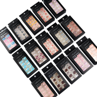 Paquet personnalisé brillant pointe française ABS vente en gros couverture complète 24 pièces de faux ongles presse courte sur faux ongles
