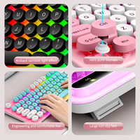 Clavier à membrane filaire BK8000 avec LED arc-en-ciel, 104 touches, touches rétro punk, ergonomique et doux pour le jeu sur ordinateur