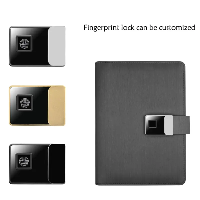 A5 Creative Digital Password Lock Black Journal Notebook PU Leather Fingerprint Lock Diary Gift Customized Hardcover 3pcs 300g