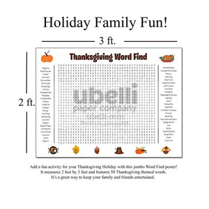 Affiche géante de la recherche de mots sur le thème de Thanksgiving, affiche de mots sur le thème de Thanksgiving - Product Image 6