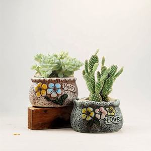 2pcs Korean-Style Hand Painted Porcelain Garden <strong>Cutti</strong> Pots Small Outdoor Flower Potted Plant Holder for Kids - Product Image 1