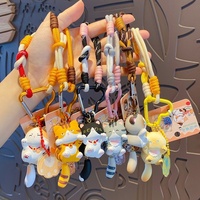 Porte-clés en résine style Mochi mignon en gros, pendentif chat de dessin animé, breloque de sac pour filles, accessoires de sac à dos d'étudiant, cadeau
