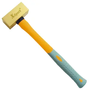 X-SPARK Brass Hammer Double Face Copper Crack Hammer With Fiberglass Handle,Non-Magnetic,Die-Forge,Corrosion Resistant, DIN