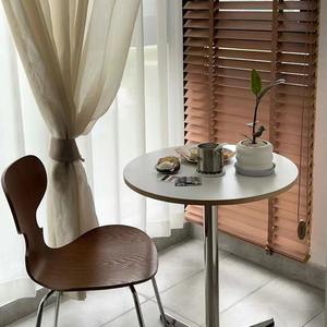 Mesa de cocina redonda pequeña estilo Bistro, mesa de comedor con <span class=keywords><strong>base</strong></span> resistente para comedor, sala de estar, balcón, cafetería - Product Image 3