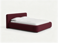 Lit plateforme FERLY écologique avec système de support à lattes, cadre en bois et tissu moderne, mobilier de chambre à coucher