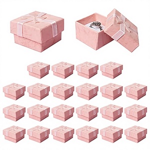 Luxury Jewelry Boxes <b>Cardboard</b> Jewelry Gift Boxes 4x4cm <b>with</b> Lightweight Pink for Rings & Earrings Bulk Jewelry <b>Box</b> Packaging - Product Image 3