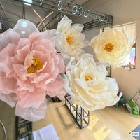 Dekorasi Latar Belakang Rumah Pesta Pernikahan Bunga Peony Organza Raksasa untuk Pajangan Jendela