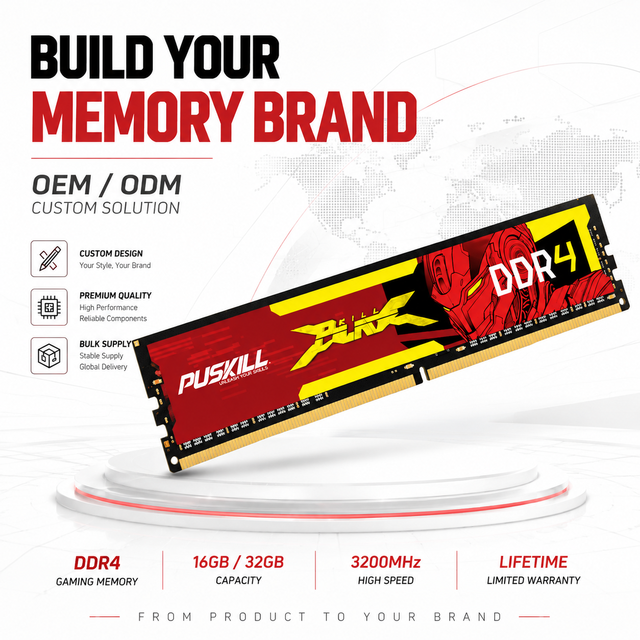 PUSKILL DDR4 Memoria RAM 8GB 16GB 32GB UDIMM Desktop Memory 2666MHz 3200MHz 3600MHz for Gamer PC Upgrade