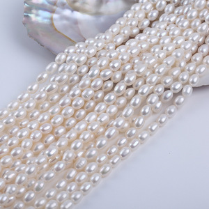 Perles de riz d'eau douce naturelles Zhuji en gros, 6-7 mm, blanches, semi-finies, pour bijoux DIY, collier, bracelet, accessoires - Product Image 1