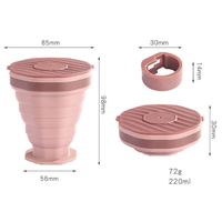 Gobelet de voyage pliable en silicone, tasse à boire portable pliable avec couvercle et crochet pour le camping, la randonnée et les activités de plein air