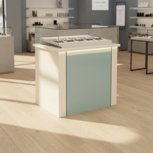 Mostrador de Exhibición Moderno para Minoristas, Mesa de Exhibición con Tapa de Vidrio, Gabinete de Almacenamiento con Iluminación LED para Joyería y Óptica - Product Image 3