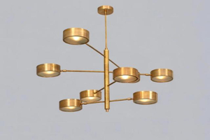 Lustre Linus Starburst à 8 lumières en laiton, fait main, style moderne du milieu du siècle, luminaire vintage Stilnovo - Product Image 3