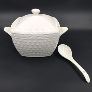 Vente en gros, vente chaude, ensemble de soupières carrées blanches en porcelaine, couleur personnalisée - Product Image 3