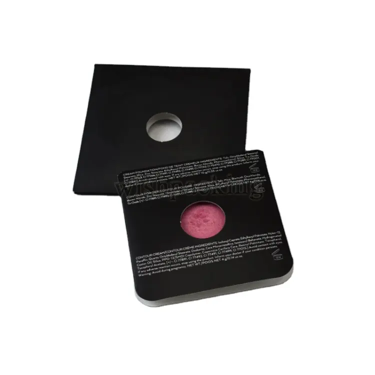 Güzellik makyaj göz farı pan tek renk için taşınabilir özelleştirilmiş mıknatıs hologram kağıt karton kozmetik kağıt palet kutusu