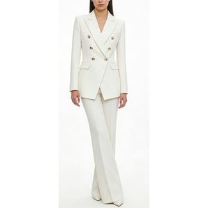 Ensemble de costume blazer croisé pour femme avec <span class=keywords><strong>pantalon</strong></span> large – Tenue de bureau formelle 2 pièces Sehe Fashionbisou - Product Image 5
