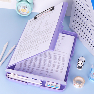 Clips de classement de bureau WEISHENG, dossiers en PP durables, boîte de classement pliable en plastique pour l'école, <span class=keywords><strong>grand</strong></span> format, couleur macaron, avec rangement - Product Image 4