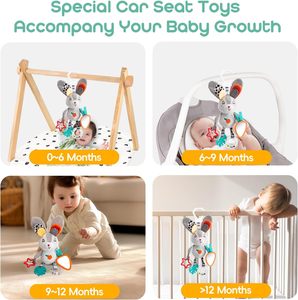 Jouets en peluche pour poussette, hochets pour bébé, mobiles, clochettes suspendues en forme d'animaux de dessin animé, jouets éducatifs pour bébés de 0 à 12 mois - Product Image 3