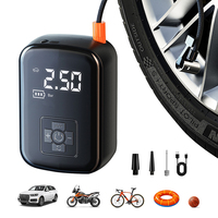 Gonfleur de pneus sans fil rechargeable numérique mini portable LED 7,4 V 50 W 2x1800 mAh ABS pour voiture, vélo, moto, ballon