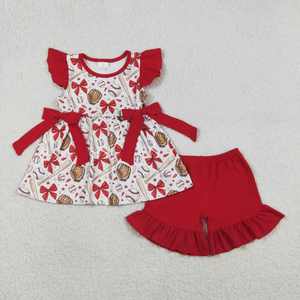 Ropa para Bebé Niña RTS de 0 a 3 Meses, Guante de Béisbol con Diseño de Lazo Rojo, Ropa de Verano para Niña - Product Image 4