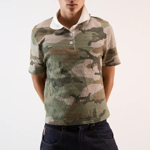 Polo da Uomo Personalizzata con Stampa Camouflage, Manica Corta, Texture <span class=keywords><strong>Traforata</strong></span>, Colletto a Contrasto, Maglia Casual, Vendita all'Ingrosso - Product Image 1