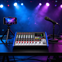 Mixer Audio Digital 6 Saluran dengan Pemutar MP3 BT USB OTG 48V Phantom Power LCD 2,8 Inci untuk Panggung Bar KTV Rekaman Rumah