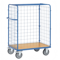 Chariot logistique OEM ALLWORLD CH05101 robuste à 4 roues, avec cage en fil d'acier, capacité 500 kg, 1115*730*1800mm, revêtement poudré