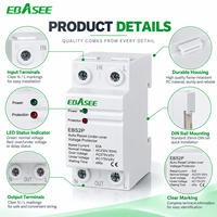 EBASEE OEM 63A 230V 2P 1P Monophasé Réinitialisation Automatique Protection Contre les Surtensions et les Sous-tensions Relais de Protection de Tension sur Rail DIN
