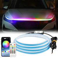 Feux de capot de voiture LED 12V, bande de phare flexible, lampes d'ambiance multicolores, feux de jour DRL, décoration de voiture
