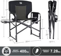Chaise de camping surdimensionnée en aluminium léger TIMBER RIDGE, lot de 2, chaise de réalisateur portable, table latérale amovible, poche extérieure