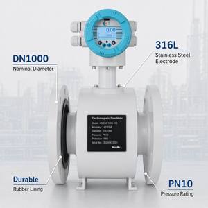 Débitmètre CXLD DN1000 PN10 avec doublure en caoutchouc, électrode 316L, RS485 Modbus, OEM, pour eaux usées et boues - Product Image 2