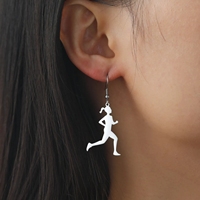 Pendientes Deportivos de Acero Inoxidable para Mujer, Diseño de Corredora, Regalo de Cumpleaños, Venta al Por Mayor