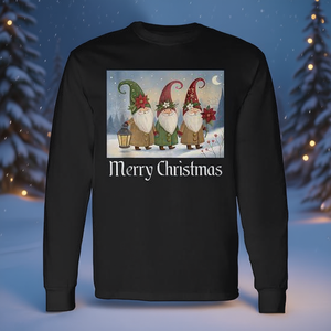 Camiseta de manga larga con tres lindos gnomos de invierno Merry Christmas Joy - Product Image 3