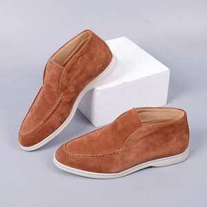 Mocassins élégants pour hommes en <span class=keywords><strong>daim</strong></span> gris, chaussures décontractées confortables pour l'été, l'automne/l'hiver, semelle blanche, mocassins de bureau - Product Image 5