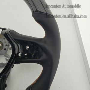 Volant de direction en cuir lisse en fibre de carbone le plus populaire avec surpiqûres orange pour Infiniti Q50 - Product Image 3