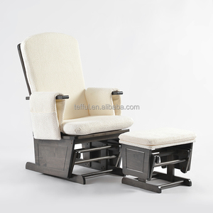 Fauteuil à bascule en bois pour allaitement et loisirs, en tissu sherpa, pour maman et bébé - Product Image 1