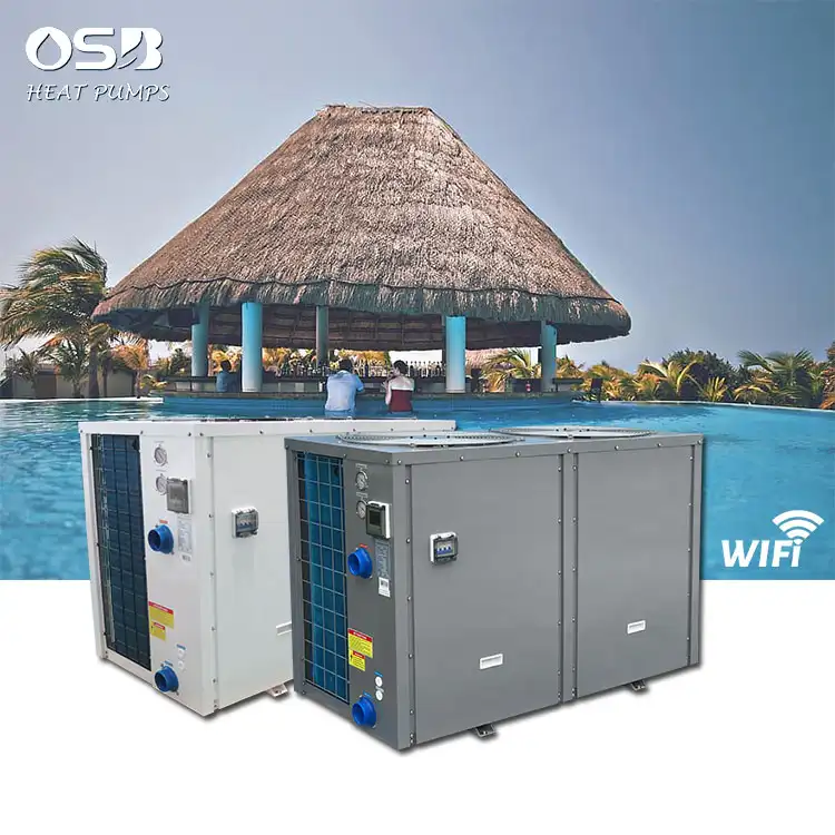 35-50Kw commercial hotel villa fish pond pool heating solar water heater heat pump swimming pool R410A/R417a/R407C