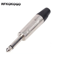 Logam berkualitas tinggi berlapis emas Pin 2/3 tiang 1/4 Jack 6.35mm Mono Stereo pria 6.5mm TS TRS Plug mikrofon Audio DIY konektor