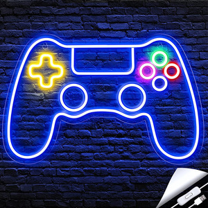 ตัวควบคุมเกม ป้ายไฟนีออน ไฟ LED ตกแต่ง กรอบสีฟ้า พร้อมปุ่มหลากสี ใช้พลังงานจาก USB สำหรับห้องอีสปอร์ต ห้องเกม - Product Image 1