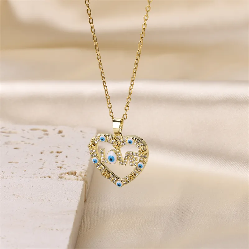 Сердце Любовь Циркон Сердце ожерелье дьявольский глаз сердце ожерелье 2023 новый дизайн для женщин прекрасные украшения