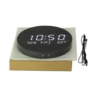 Reloj de Pared Inteligente con Movimiento Silencioso, Temperatura Personalizada, Alarma Eléctrica, Pantalla LED Redonda, Diseño de Madera, Integrado para Hogar Inteligente