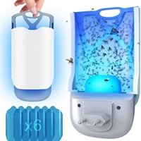 Lampe anti-moustiques d'intérieur à brancher, piège à insectes électrique UV LED avec plaque collante amovible pour la maison et la chambre