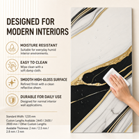 Panneau mural en PVC imperméable MORLENX, effet marbre UV, blanc, noir, or, brillant, pour salon de luxe, salle à manger, cuisine