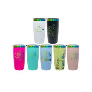 Tasses à café isothermes en acier inoxydable de 10 oz, plaquées arc-en-ciel sous revêtement poudré, avec couvercle coulissant magnétique pour gravure laser - Product Image 1